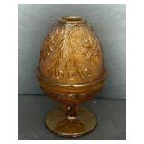 Amber Pressed Glass Fairy Lamp