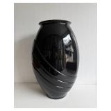 Black Ceramic Vase with Swirl Design