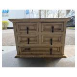 Wooden Tabletop Chest with Painted Floral Design
