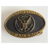 Oval Brass Belt Buckle with US Seal