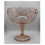 Pink Depression Glass Pedestal Bowl