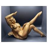 Solid Brass Reclining Female Figurine