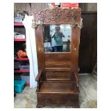 Oak Hall Tree With Beveled Mirror
