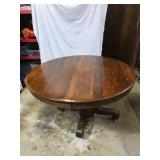 Round Oak Pedestal Base Table