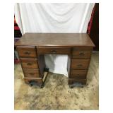 Walnut Kneehole Desk, 7 Drawers