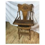 Antique Oak pressed wood back High Chair