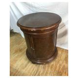 Round Leather-Top Drum Table