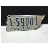 Vintage 1953 Tennessee License Plate