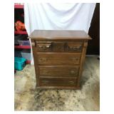 Oak Tall Boy Dresser, 4 Drawers