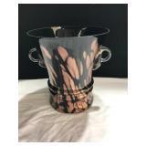 Blown Glass Ice Bucket with Handles