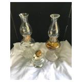 3 Clear Glass Oil Lamps