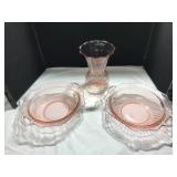 Pink Depression Glassware Set