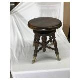 Walnut Organ Stool with Brass Feet