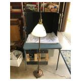 Brass Floor Lamp With Milk Glass Shade