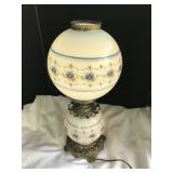 Double Hurricane Lamp With Floral Design
