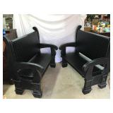 Black Leather Sleigh Benches