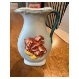 Vtg Ceramic Pitcher W/ Floral Motif 3''x4.5''