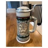 Vtg German Beer Stein With Lid 9.5''