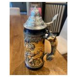 Vtg German Beer Stein with Lid 9.5''