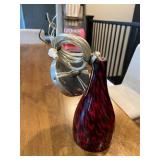 Red Glass Pendant Light Fixture 9.5''