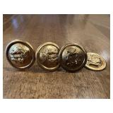4 Vtg Brass Buttons 1'' dia