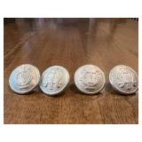 4 Vtg Silver Buttons