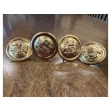 4 Vtg Gold-Tone Buttons 1'' dia