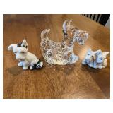 Glass and Ceramic Canine Figurines Tallest 3''