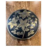 Vtg Compact With Floral Design 4''dia