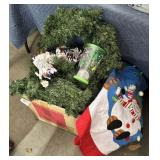 Christmas Decor Lot with Wreaths & Lights