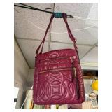 Maroon Shoulder Bag with Zipper Pockets