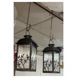 12' Metal and Glass Hanging Lanterns