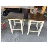 Wooden Stools with Distressed Finish