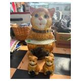 Cat-Shaped Ceramic Cookie Jar with Shakers