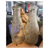 Vintage Embossed Glass Milk Bottles
