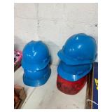 Blue and Red Hard Hats