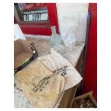 Glassware Assortment and Bank Burlap Bags