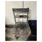 Wooden Ladder-Back Chair with Wear