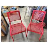 Red Metal Mesh Chairs