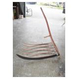Vtg Wood & Steel Grain Cradle Scythe
