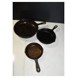 Lot of 3 Cast Iron Skillets