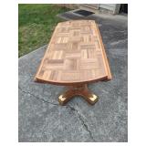 Vintage Parquet Top Drop Leaf Table- Read Details