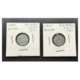 Two Russian 10 Kopeks Silver Coins