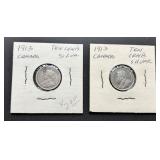1913 Canada Silver Ten Cent Coins