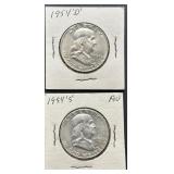 1954 Franklin Half Dollar Coins