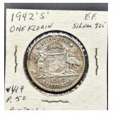1942 S Australian Florin Silver Coin