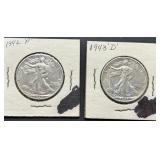 1942-P and 1943-D Walking Liberty Half Dollars