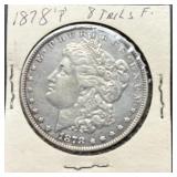1878-P Morgan Silver Dollar, 8 Tail Feathers