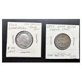 Two British One Shilling Coins (1906, 1950)