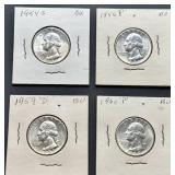 Four 1950s-60s US Washington Quarters